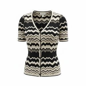 Ann Taylor LOFT XS Black Cream Chevron Cardigan